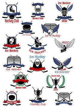 Ice hockey sport icons and symbols