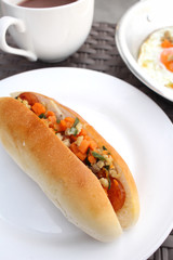 Breakfast of vietnamese bread with fried egg