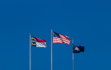 American and North & South Carolina Flags