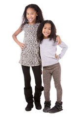 two sisters on white background