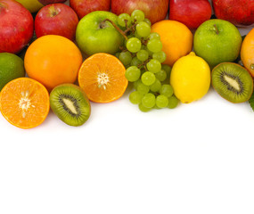Various fresh healthy fruit with kiwi , grapefruit and apples

