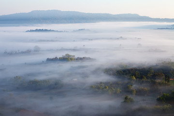 Misty morning sunrise in Khao Takhian Ngo View Point at Khao-kho