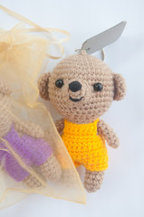 knitted toy bear hand made