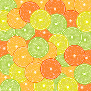 Background made of grapefruit, orange, lemon and lime slices.