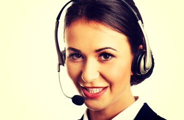 Happy phone operator in headset