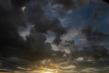 Fototapeta na wymiar black cloud on sunset dramatic dark sky background