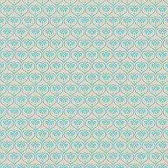 Fototapeta premium Retro seamless classics pattern heart shape in blue and gold sof