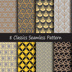 Pattern seamless classics retro style with gold pattern