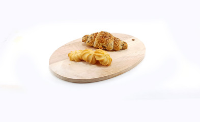 White and black sesame croissant with butter cookie