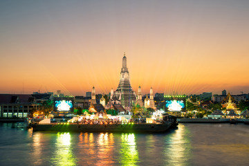 Fototapeta na wymiar Wat arun under new year celebration time, Thailand