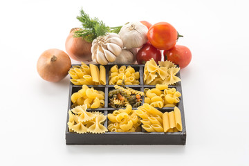 dry pasta spaghetti with ingredient