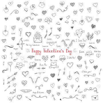 Set of icon of Valentine's day stencils. Vector collection of