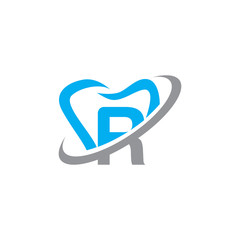 Simple Dental Initial Logo Vector Swossh r
