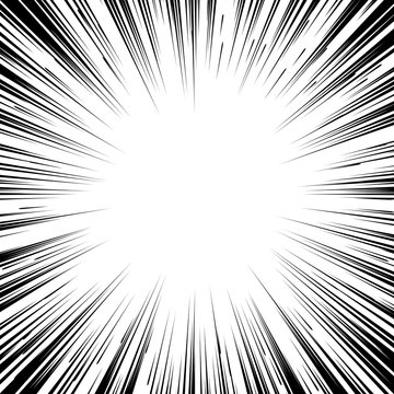 Comic book black and white radial lines background Square fight