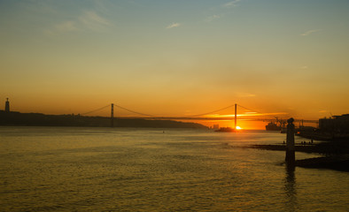 Fototapeta na wymiar The 25 de Abril Bridge in Lisbon, Portugal