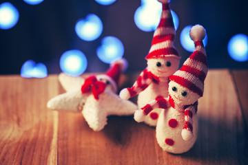 small snowman doll in the night