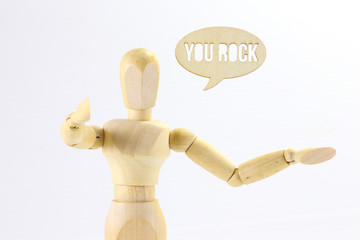 Wooden puppet You Rock   word