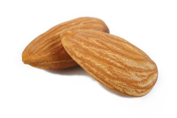  almond nuts isolated on white background