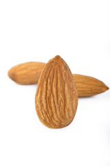 Almonds nut on white