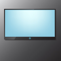 LED / LCD TV screen hanging on grey background isolate vector illustration eps 10