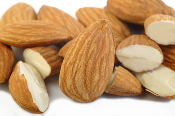 raw almond nuts isolated on white