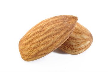 raw almond nuts isolated on white background