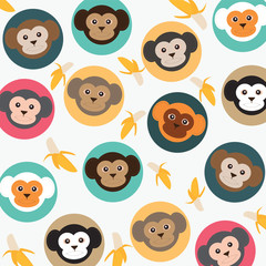 Cute monkey with bananas.