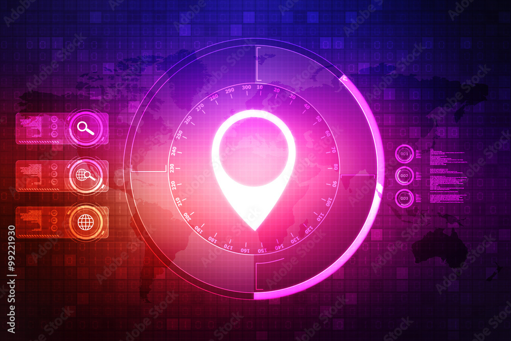 Poster 2d rendering map pointer illustration