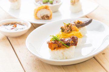 spicy streaky pork sushi