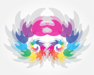 Fantasy Watercolor vector background with colorful flower and blots.