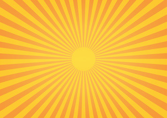 Sun rays, sunburst on orange color background. 