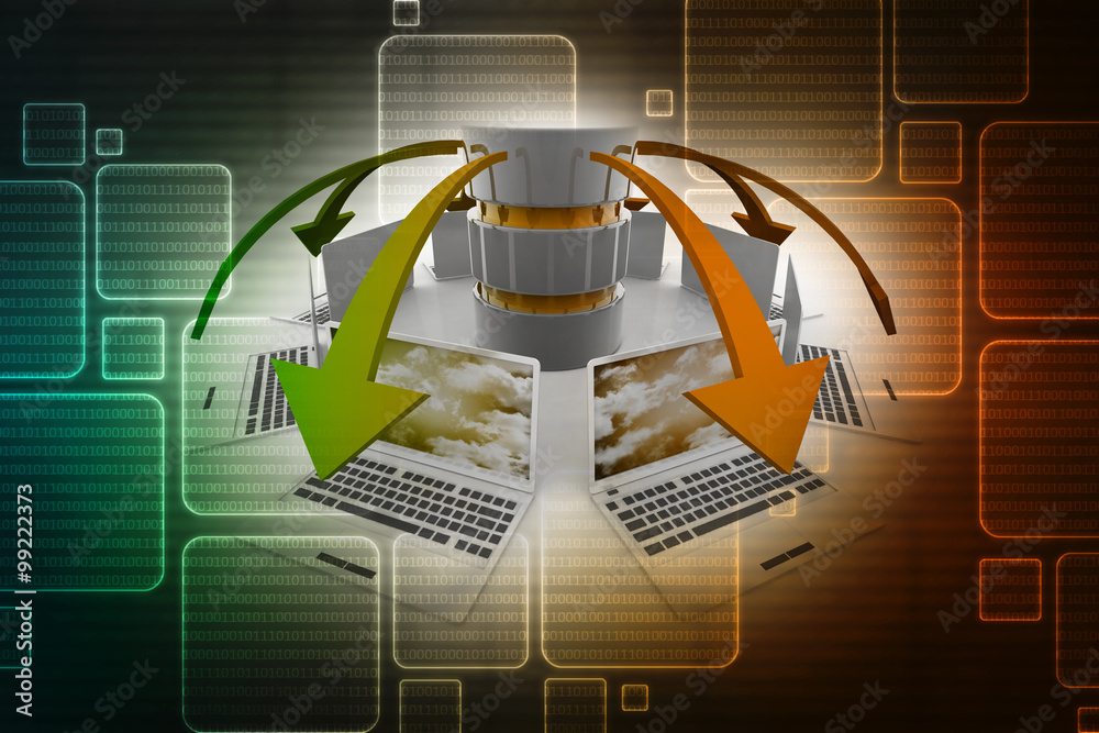 Poster 3d rendering technology computer network
