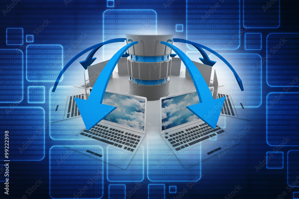 Poster 3d rendering technology computer network