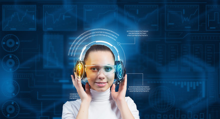 Girl in virtual designed room