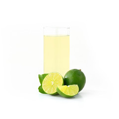 Glass of lemonade isolated on white (Lemon fruit)