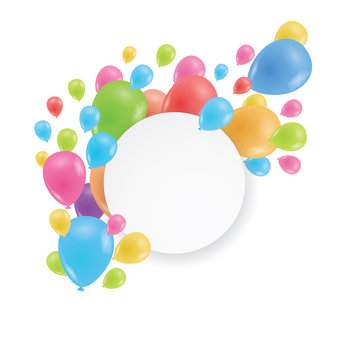 Round frame. Multicolored balloons. A realistic image.