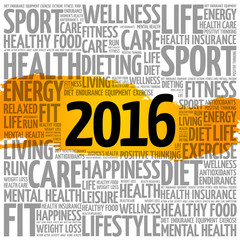 2016 health word cloud, concept background