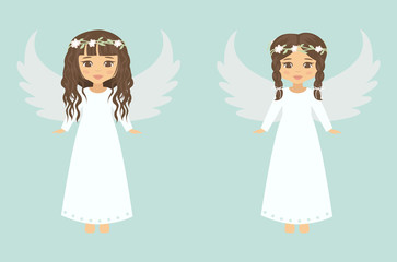 girl angel with curly hair and braid