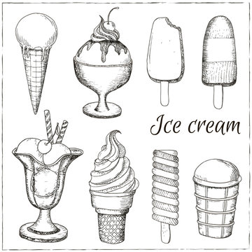 Vector hand drawn ice cream.