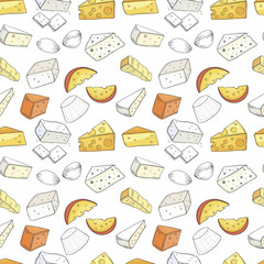 Cheese seamless pattern. Can be used in restaurant menu.