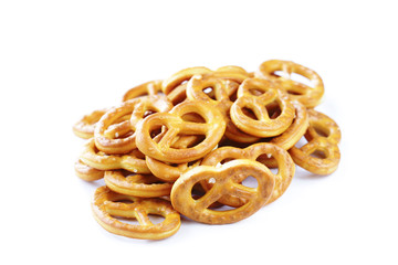 Salty snacks mini pretzels with salt and spices