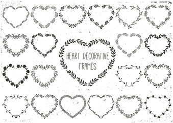 Obraz premium Set of laurels and wreath in shape heart.