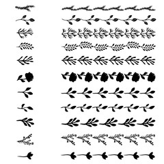 Collection of hand drawn vector brushes and decor elements.