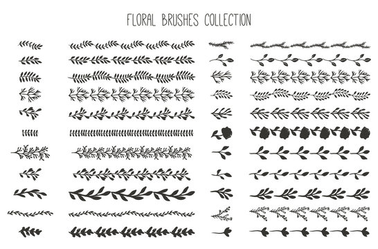 Collection of hand drawn vector brushes and decor elements.