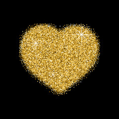 Conceptual  Heart Made of Gold Glitter.