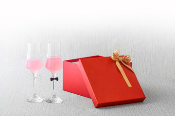 gift box and wine glasses for special occasion 