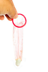 Hand with condom ready to use