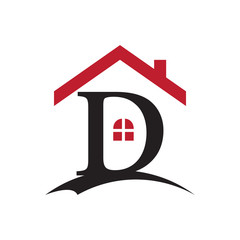 innitial letter logo with roof and window