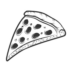 Slice of Pizza. Isolated on White Background. Vector Illustratio