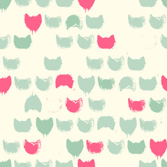 Vector seamless pattern with cat head